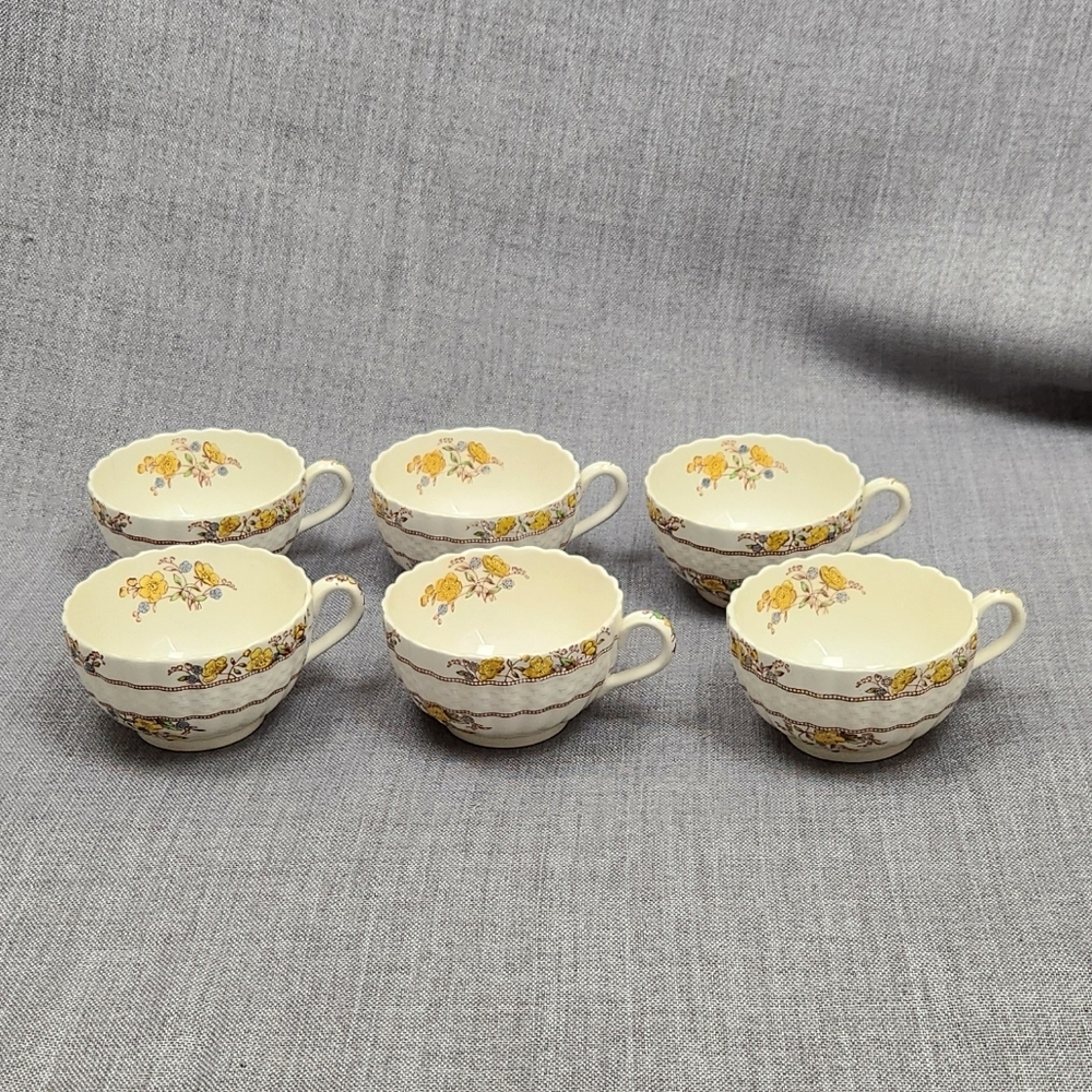 Vintage Copeland "Buttercup" Spode England Tea Cup Set Of 6 Various Condition